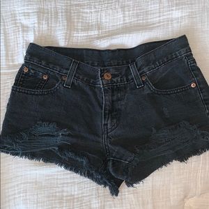 Levi’s Distressed Black Jean Shorts
